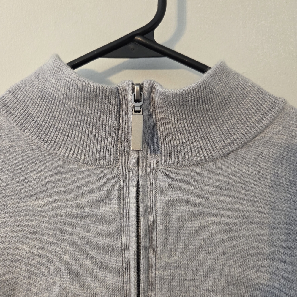 Fairlane Quarter Zip Pullover Sweater Men's XL Heather Grey 100% Merino Wool - Picture 2 of 11
